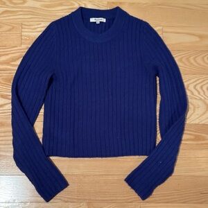 Madewell Blue Ribbed Crewneck Knit Cropped Sweater Size Small